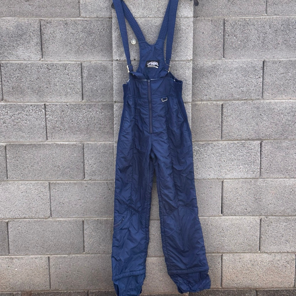 Vintage SKOR Action Wear Blue ski, bib, snowsuit Overalls Women's medium